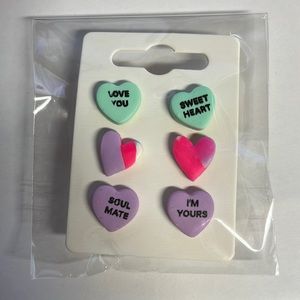 New! Candy Heart Polymer Clay Studs (3 pk)